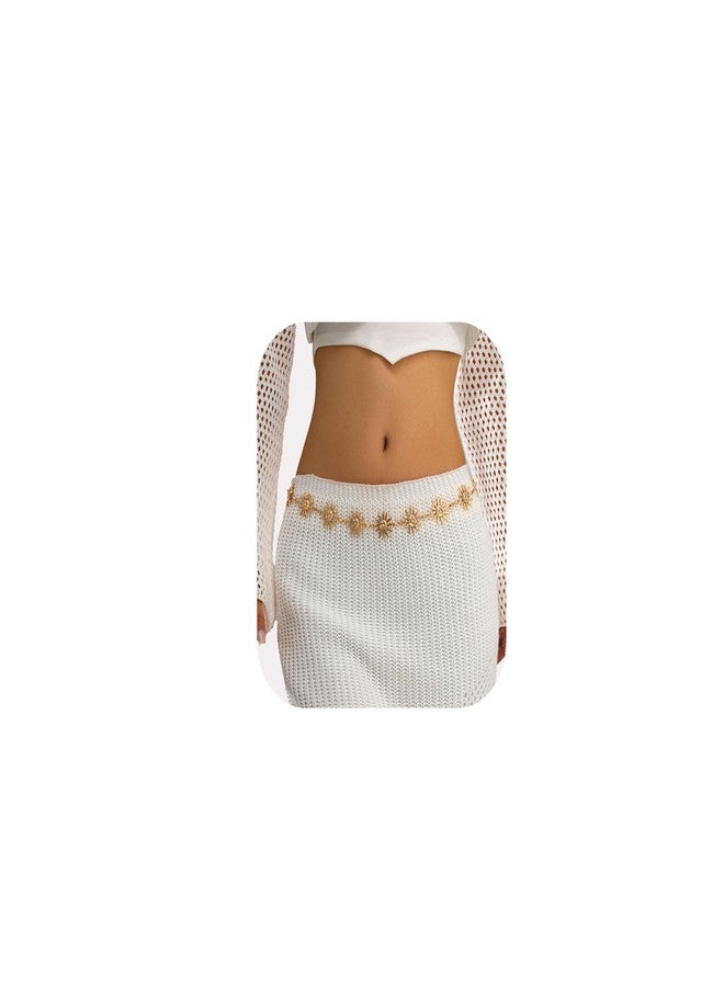 WFik Metal Sunflower Waist Chain Belt Bikini Sun Waist Chains Jewelry Summer Beach Waist Belly Chain Adjustable Body Link Belt for Women (Gold) - Image 1